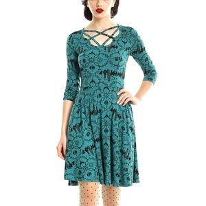 🧙‍♀✨️ Fantastic Beasts Ministry of Magic Hot Topic Strappy Dress Teal M ✨️🧙‍♀️